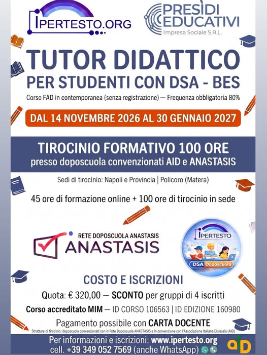 Diventa Tutor Didattico DSA – BES